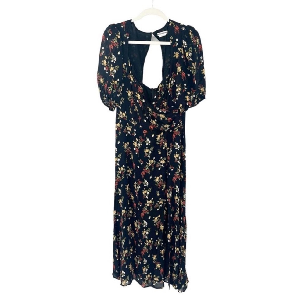 Reformation Black Floral Backless Dress - 
Vionette Midi Dress in Wildflower - Picture 8 of 8